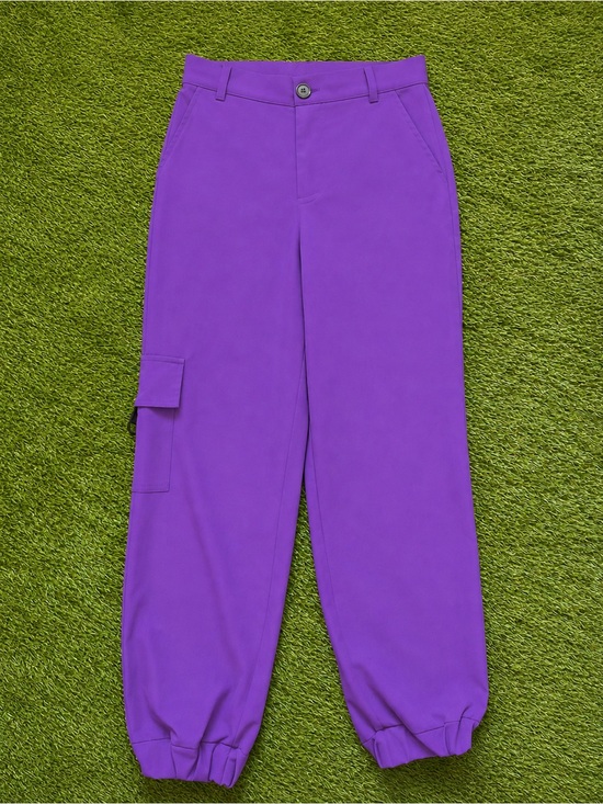 Pants - Purple High Rise Cargo Jogger Pants Small